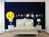 Traditional Wallpaper Mural – Solar System: From the Sun to Pluto – Full Wall Design for Office or Workspace