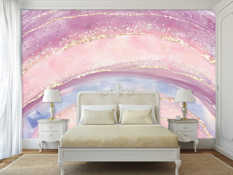 Vibrant Non-Woven Wallpaper. Abstract Modern Style Full-Wall Mural for Kids' Room, Living Room, and Bedroom "Rainbow" 🌈