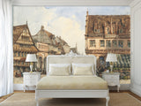 Traditional Full Wall Wallpaper – “William Wyld: A Street in Hanover” Living Room or Bedroom Print
