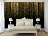 Peel and Stick Vinyl Wallpaper for Living Room or Hallway Golden Rainfall Art Full Wall Mural