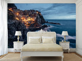 Unique Print For Home Design Self-Adhesive Wall Mural Full Wall Design For Living Room, Bedroom, Lounge Area "City On Sloping Mountains By The Sea"