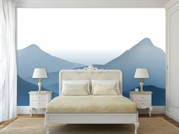 Natural Print Peel and Stick Wall Mural for Home, Beautiful for Bedroom and Kitchen, Self-Adhesive Wallpaper 'Mountain Silhouettes'