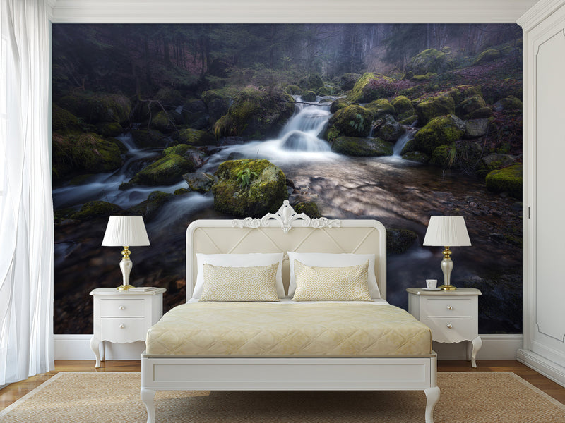 Peel and Stick Oracal film, Wall Mural wallpaper for the house “Mountain Waterfall”