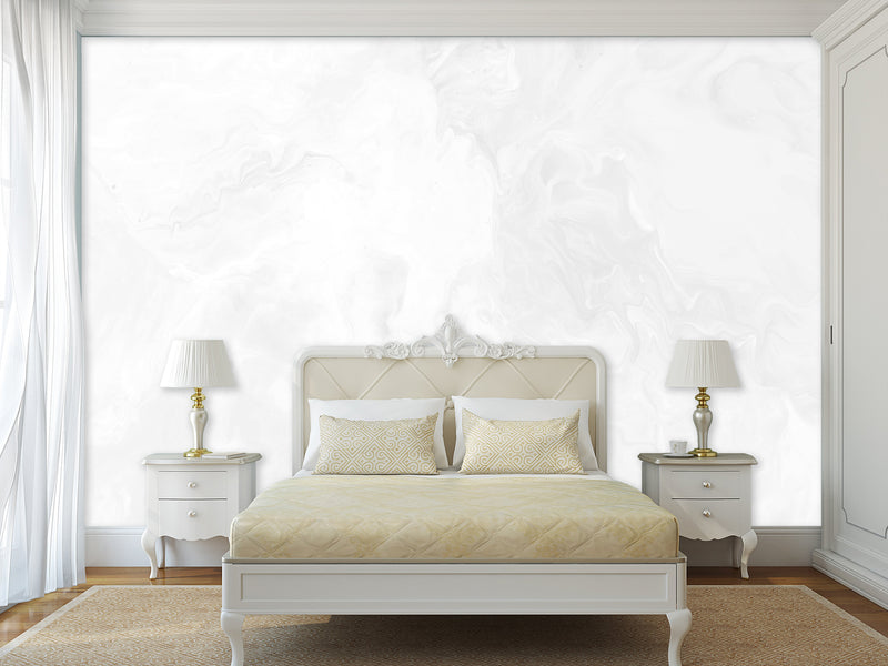 White Self-Adhesive Full-Wall Wallpaper Art – "Minimalist Abstraction in White" for Living Room or Lounge