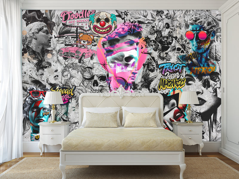 Traditional Wall Mural "Urban Style Street Art Wallpaper", Decor for Bedroom, Living Room, Teen Room 🎨