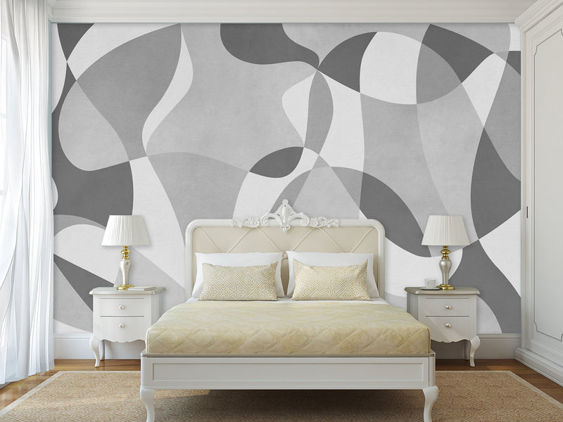 Beige Mural In Calm Tones Wall Print Peel And Stick Wallpaper Art Print "Chaotic Lines" For Bedroom, Living Room, Home Desing 🌀