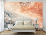 Print Abstraction On Wall Vinyl Wallpaper Peel and Stick For Bedroom Living Room "Pink Blue Waves"