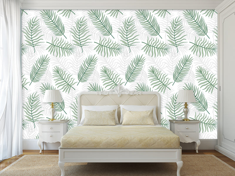 Traditional Wall Murals "Palm Leaves On White Background"  Unique Print For Bedroom  Living Room Kids Room🌿