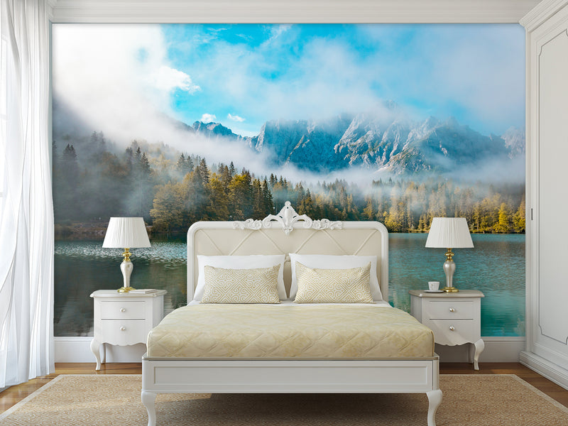 Non-Woven Mural For Lounge Area, Bedroom, Or Reception "Lake" Full Wall Design Wallpaper