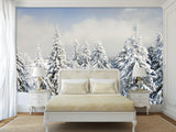 Non-Woven Wallpaper For Living Room and Bedroom Winter Forest Wall Mural Print