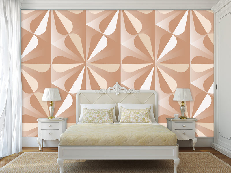 Beige Geometric Wallpaper – Full-Wall Self-Adhesive Mural for Living Room or Lounge Area, "Beige Geometric Pattern"