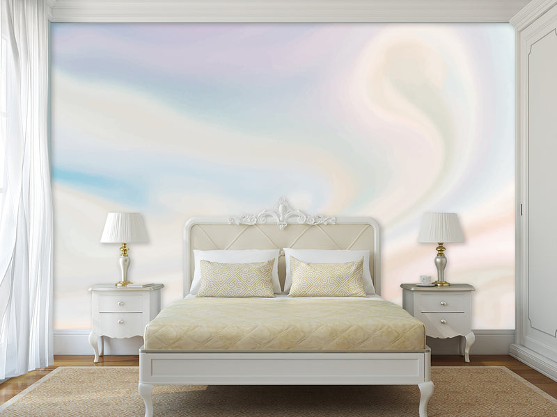 Art Print Non-Woven Full-Wall Wallpaper Modern Combination Of Trendy Colors 'Pastel Mix Of Blue And Pink' For Living Room, Bedroom, Kids Room 🎨