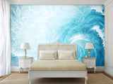 Abstract Self-Adhesive Wallpaper For Lounge Area, Relaxation, Bedroom 'Pastel Blue Wave Shape' Full-Wall 🌊