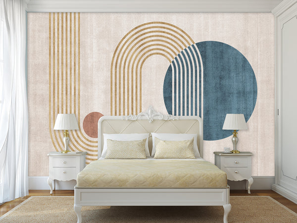 Non-Woven Wall Mural In Art Deco Style  "Geometric Ensemble" For Office  Living Room Bedroom🎨