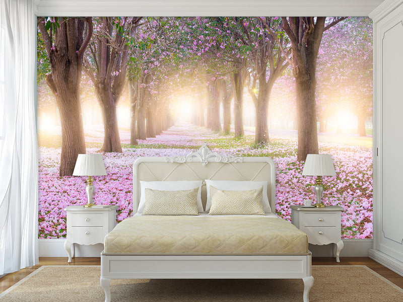 Peel and Stick Made In-House Print For Living Room, Lounge Area "Blooming Trees"