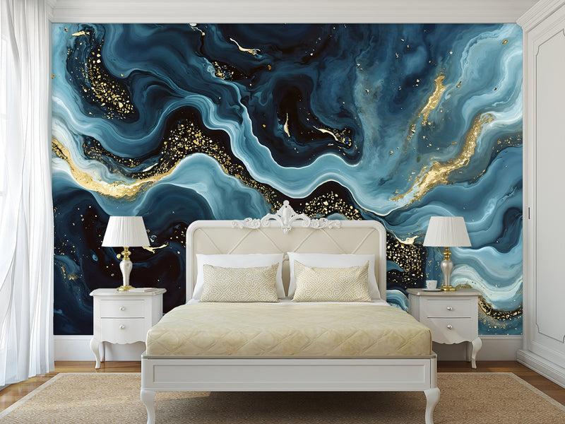 Incredible Design Accent Wall Self-Adhesive Wallpaper For Creative Office Or Living Room Design "Blue Domination"