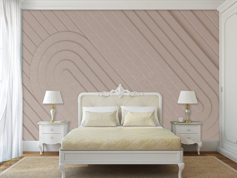 3D Beige Non-Woven Photo Wallpaper Design For Home, Stylish For Office, Bedroom, Living Room Mural “Modern In Pastel”
