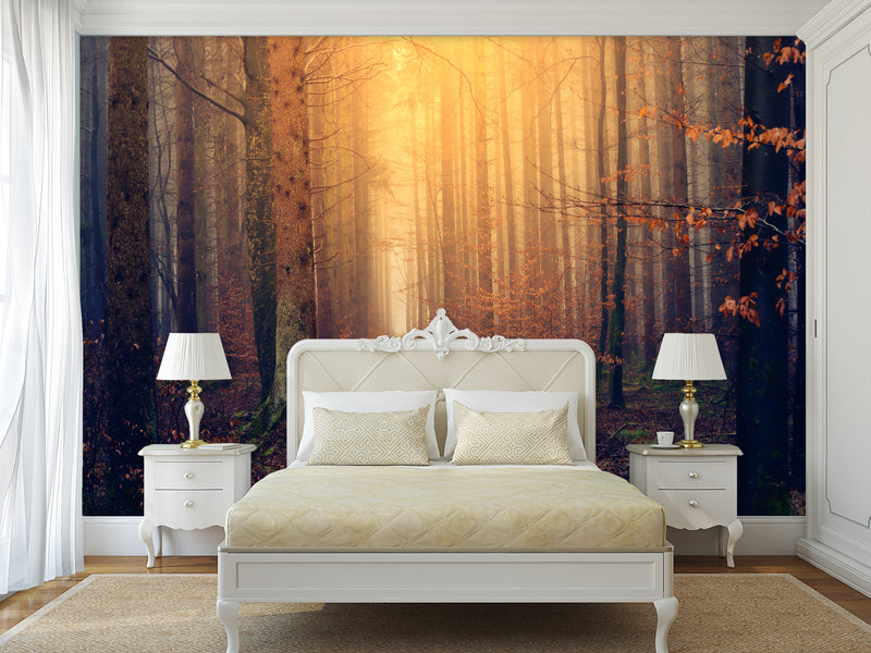 Modern Self-Adhesive Wallpaper "Autumn Forest" — Art Print for Office, Study, and Living Room