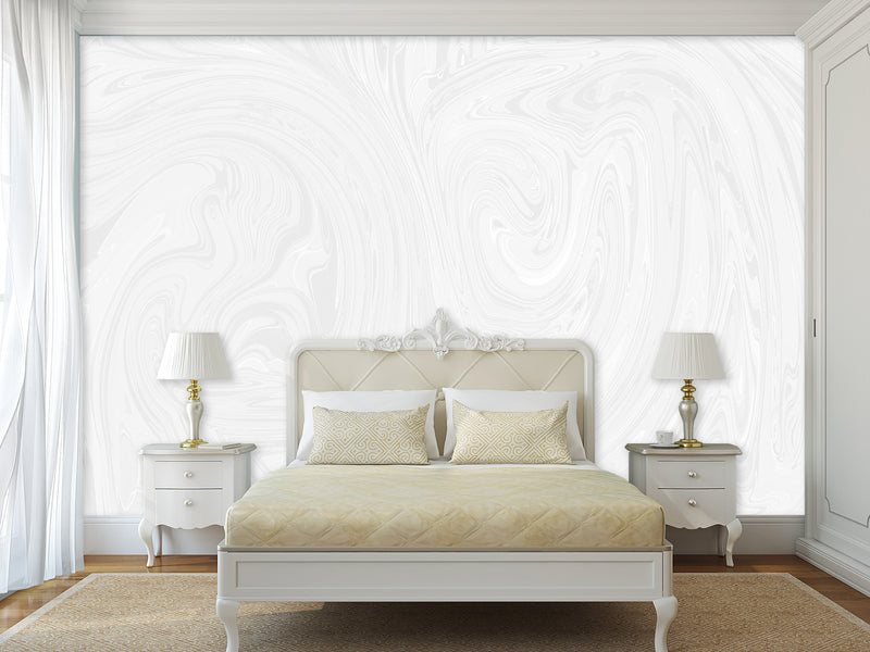 White Non-Woven Wallpaper Art Design for Living Room or Lounge Area – "White Abstraction – Modern Minimalism"