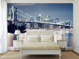Traditional Wallpaper "Brooklyn bridge at night" New York city – Wall art Wall Mural for Bedroom Kitchen & Living Room