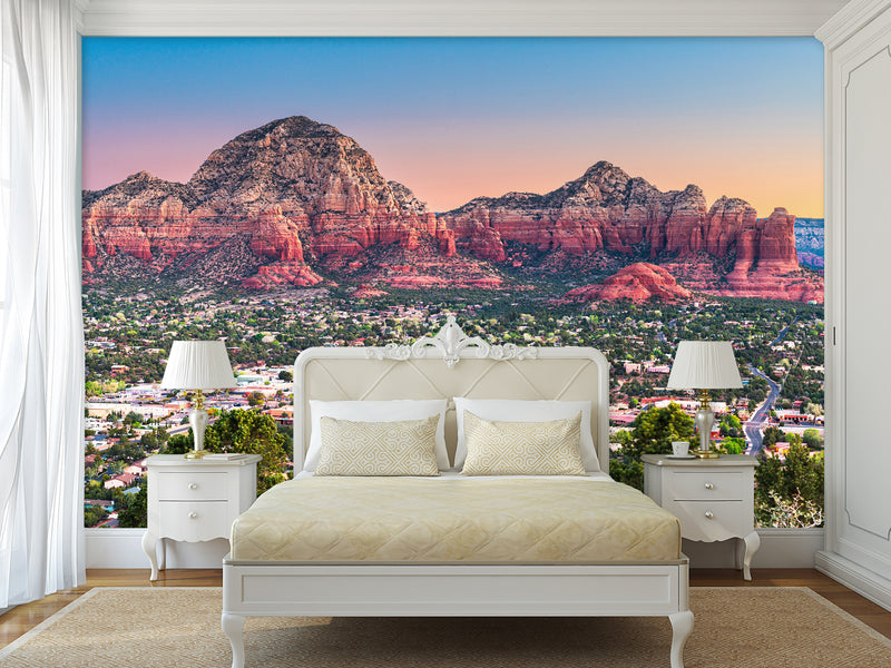 Full-Wall Peel and Stick Wallpaper with "Capitol Butte, Sedona" Design — Stylish Home Wall Mural