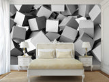 Peel and Stik Mural Wall Mural "Gray cubes" – Decor For Kid's Room Playroom
