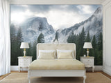 Incredible Traditional Mural for Living Room, Office, Reception "Winter Mountain Landscape"