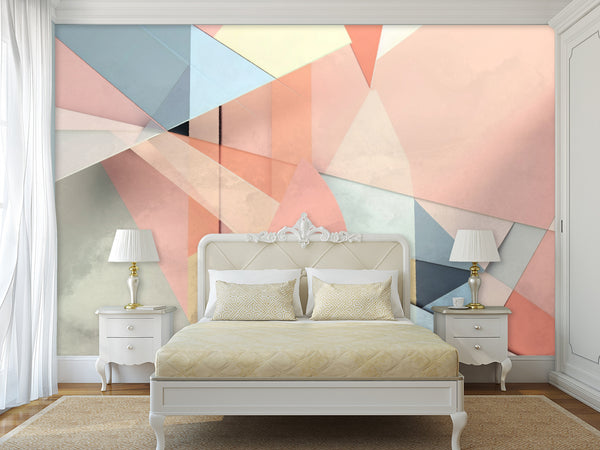 "Peel and Stick Wall Mural 'Geometric Abstraction', Decor for Office, Bedroom, Living Room"