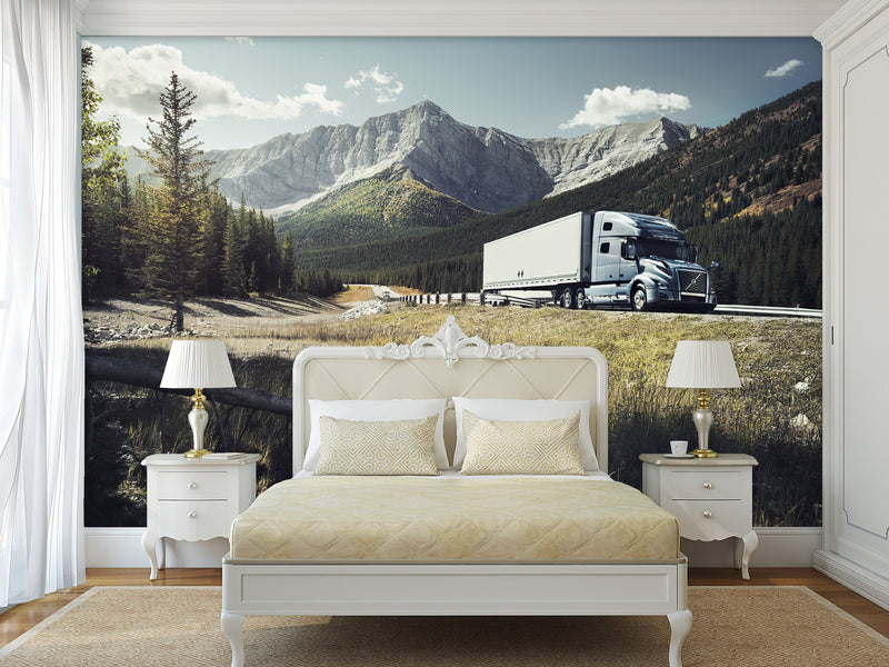 Peel and Stik Wallpaper Volvo On Mountain Road – 3D Wall Art For Bedroom, Kitchen And Living Room