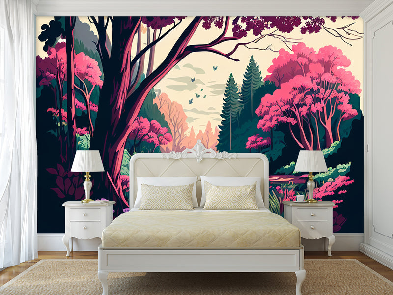 Art Print Non-Woven Wall Mural "Spring Landscape" for Living Room, Kids Room, Decor for Office, Bedroom 🌸