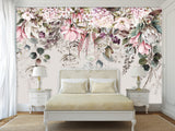 Floral Print Non-Woven Wallpaper – "Delicate Pink and White Flowers", Stylish Wall Mural for Home Interior