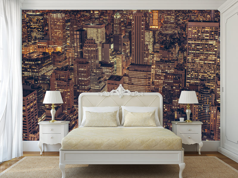 Urbanism Peel and Stick Mural For Living Room, Bedroom, New York Night City 🌃