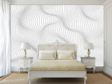Black and White Self-Adhesive Wallpaper for Living Room and Office "Spiral Abstraction" for Futuristic Design
