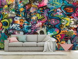 Art Print On The Wall Self-Adhesive Wallpaper "Funk Graffiti", Mural For Bedroom, Living Room, And Creative Design For Teen Room 🎨