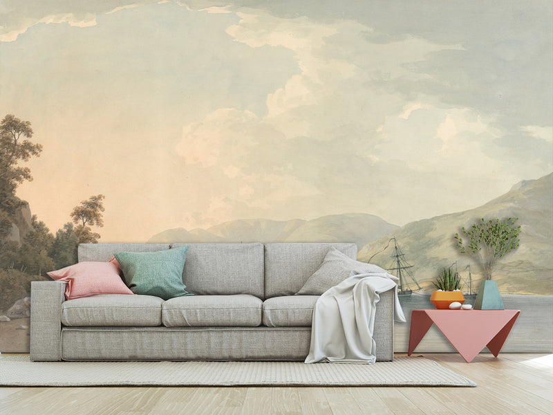 Wall mural in the living room, Traditional wallpaper with John Warwick Smith - Approach to Belle Grange Park