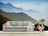 Nature-Themed Wallpapers – Full Wall Print,Peel and Stick Wall Murals for Creating Cozy Atmosphere "Mountain Silhouettes" for Living Room, Bedroom 🌄