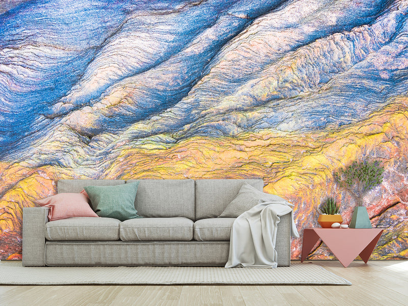 Self-Adhesive Wallpaper Mural – Abstract Art Print "Union of Yellow and Blue"