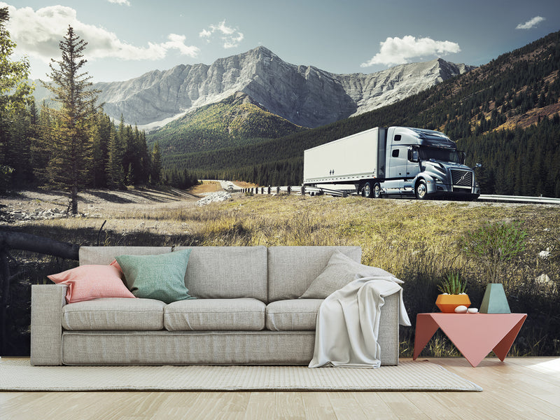 Peel and Stik Wallpaper Volvo On Mountain Road – 3D Wall Art For Bedroom, Kitchen And Living Room