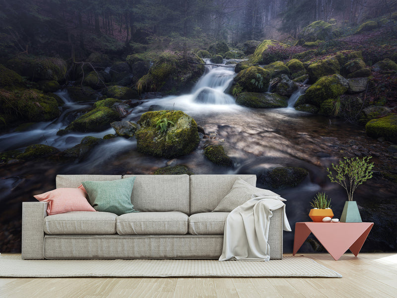 Peel and Stick Oracal film, Wall Mural wallpaper for the house “Mountain Waterfall”