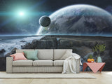 Non-Woven Wallpaper for Bed Wall in Bedroom Design Cosmic Planets 3D Mural