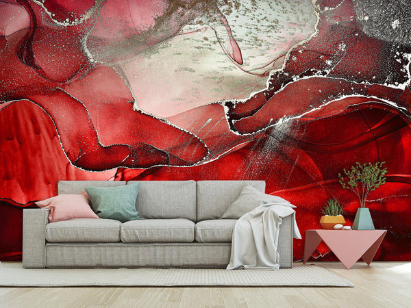 Non-woven photo wallpaper on the wall “Red marble"&nbsp; Decor For Bedroom