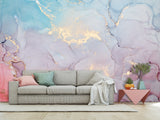 Self-Adhesive Wallpaper Abstract for Modern Interiors – Colorful Flow with Golden Accents