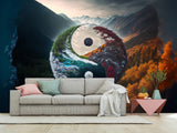 Peel and Stick Mural Full Wall Wallpaper Print For Office, Bedroom, Living Room, Lounge Area "Yin And Yang"