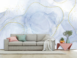 3D Self-Adhesive Wallpaper With Art Print For Office Area, Abstract “White And Blue Abstraction For Comfort”