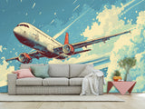 Peel and Stick Mural All Wall Eco-Friendly Materials For Living Room, Office "Airplane In The Blue Sky"