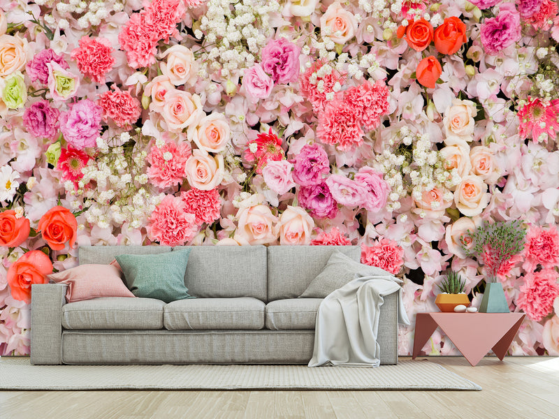 Self-Adhesive Mural Full Wall Blush Rose Art for Home or Bedroom Decor