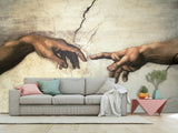 Artistic Vintage-Style Peel ana Stick Wallpaper for Living Room and Bedroom – "Michelangelo: The Gesture of Creation"