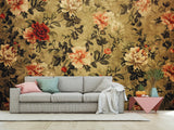 Non-Wowen Mural Full Wall Vintage Floral Composition Print – Classic Flower Arrangement Wall Art For Living Room Or Home Office
