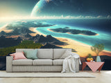 Fantastic Non-Woven Wall Murals “View of an Incredible Planet from the Beach” – Perfect for Bedroom or Living Room Design