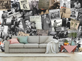 Peel and Stick vinyl Wall mural “Gangsters and the Mafia”, vintage wallpaper with images of criminal bosses" Wallpaper for For Office,  Home decor